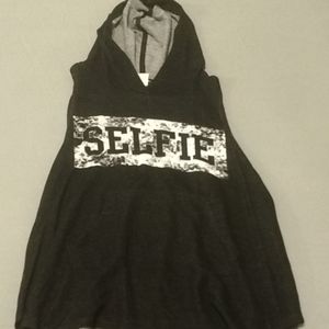 Sleeveless tank with hood